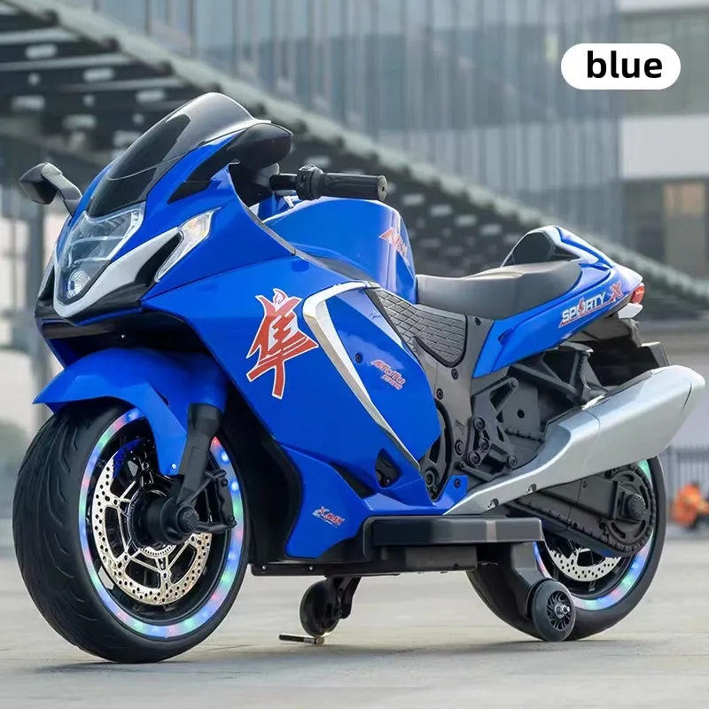 2023 Large size children electric motorcycle charging riding motorbike with flash wheel kids motorcycle