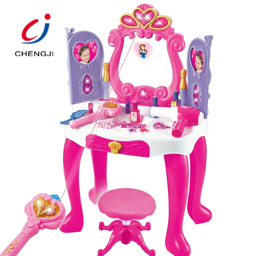 Fashion princess girls makeup set dressing table toy dresser with mirror toy