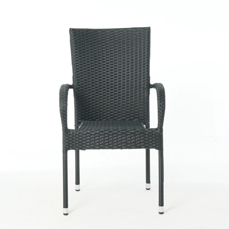 High Quality Modern Restaurant Outdoor Furniture Bistro High Back Arm Chair Cane Poly Wicker Stackable Plastic Rattan Chair