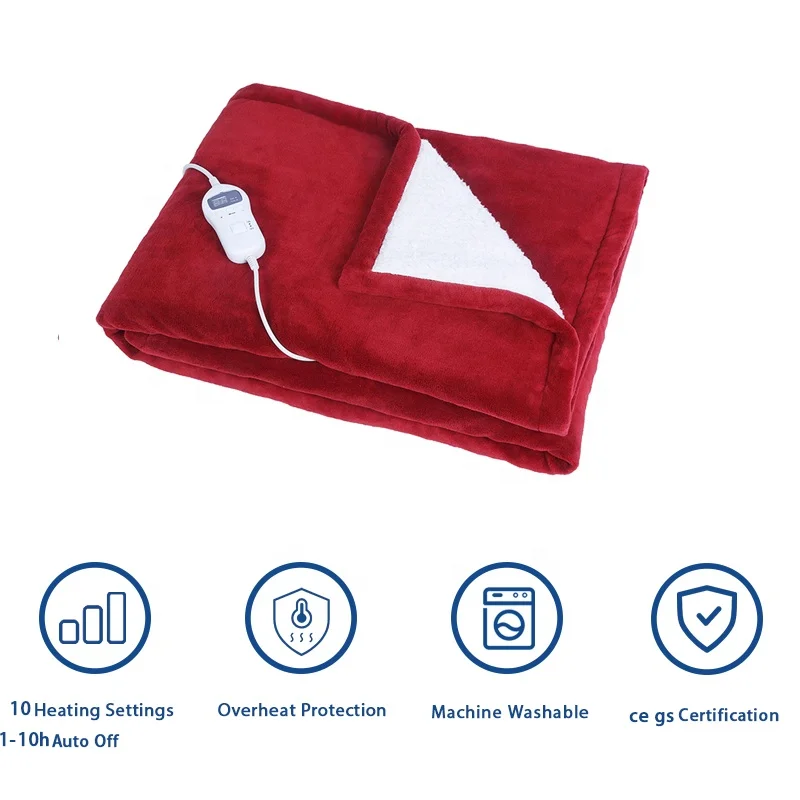 Machine Washable Safe Flannel Electric Heating Blanket With VDE Plug