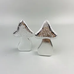 Bubblet decor flat silver plated porcelain mushroom ornament