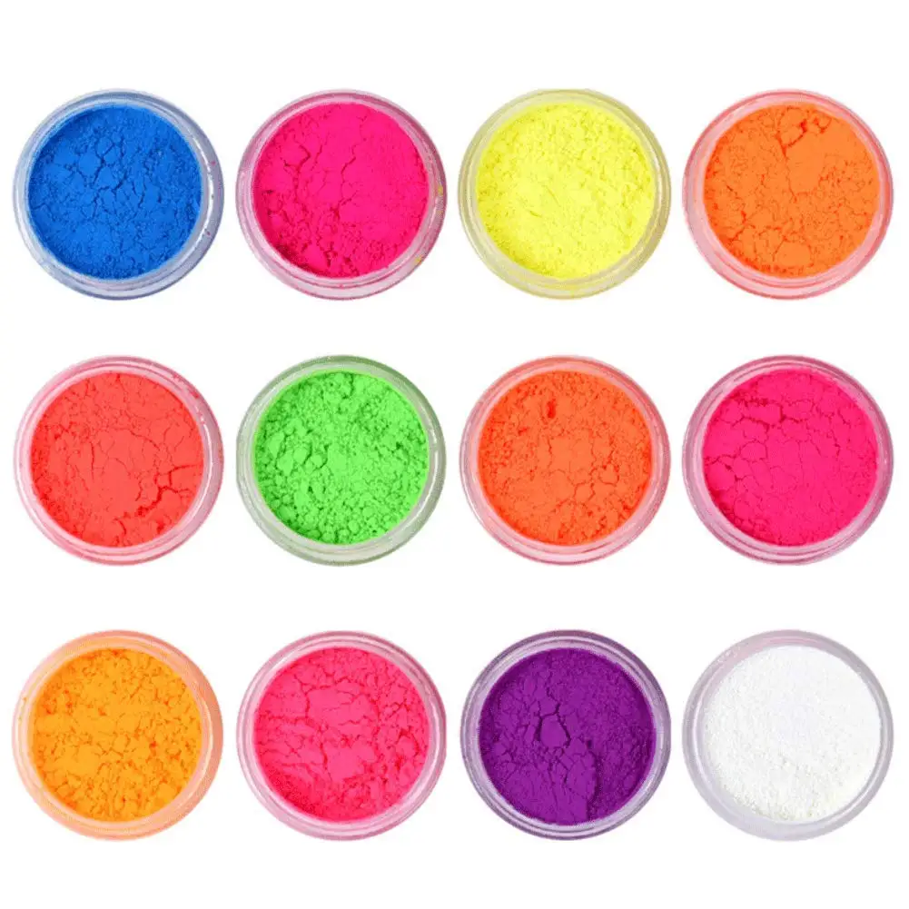 12 Color Super Bright Neon Pigment Nail Powder High Quality Fluorescent Nail Polish Minimum Order 1kg