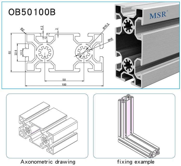 OB50100B t slot aluminum profile pvc window profile aluminium profile for led strips 50100 china factory