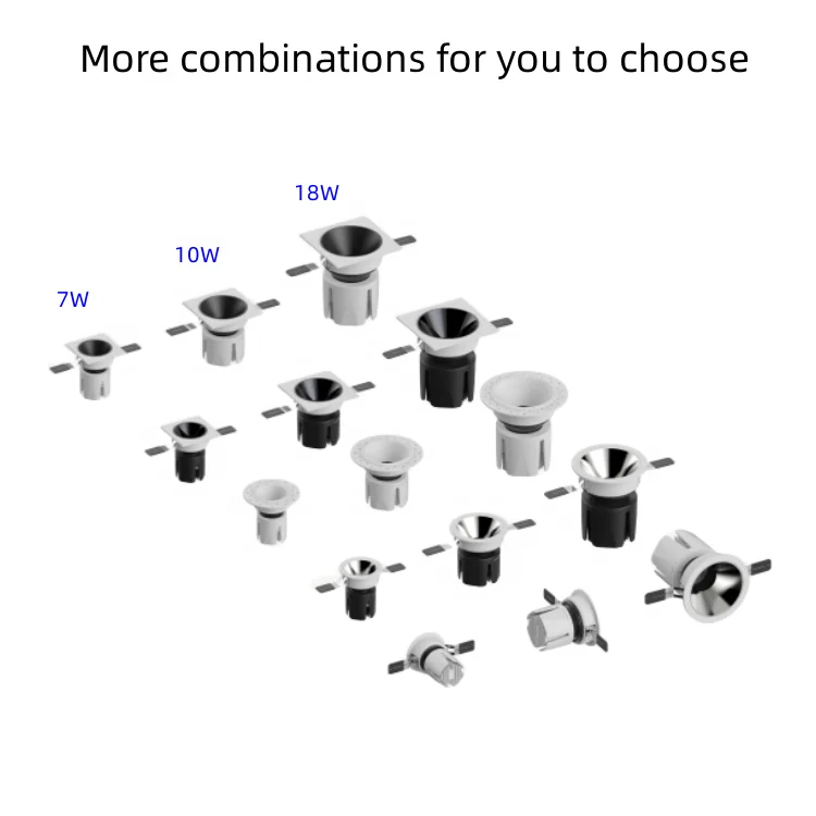 Led Spotlight for Home Hotel Lamp Black COB Recessed Ceiling Light Rotating Flood Spot 3w 5w 7w 9w 12w 15w