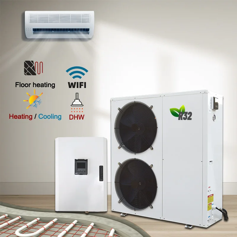 Eco-friendly R32 DC Inverter Thermal Heat Pump Split air to Water  Heatpump Heater Thermopompe for Home Floor Heating