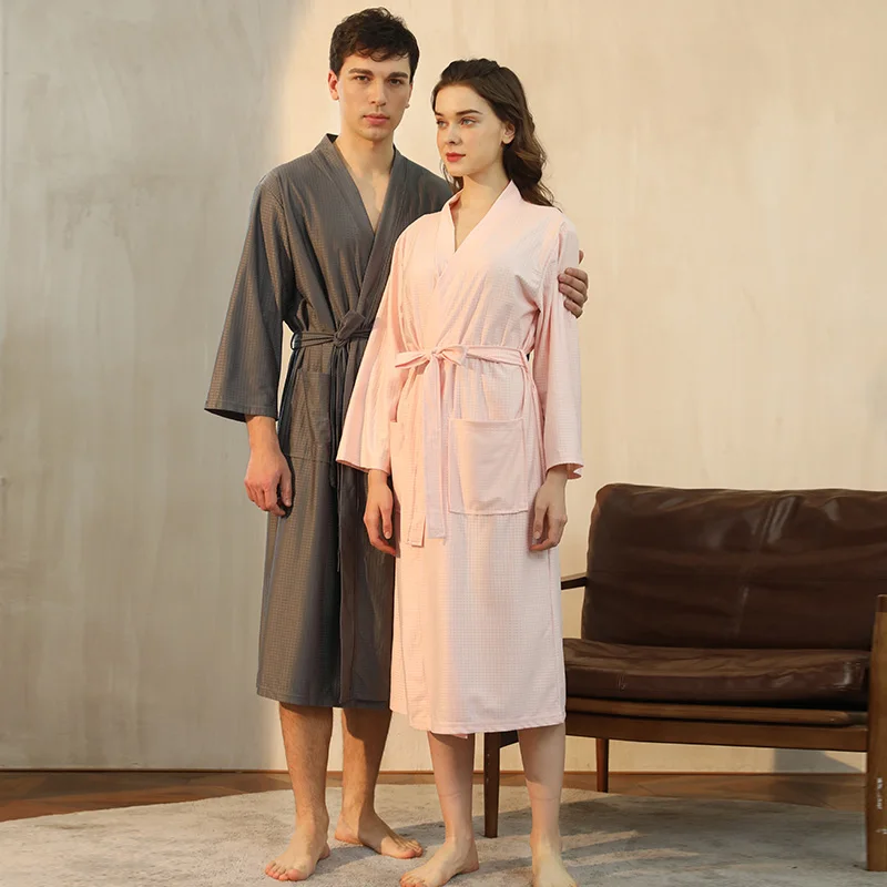 Luxurious bath robe set quick try terry waffle kimono bathrobe