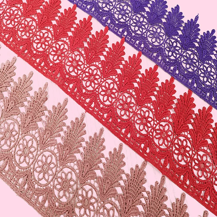 Factory production of embroidered water-soluble polyester lace DIY wedding dress lace fabric trim