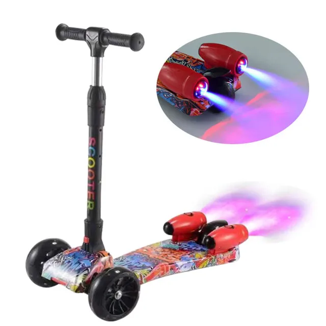 Popular children 3 wheels scooter for kids electric scooter with led lights and smoke