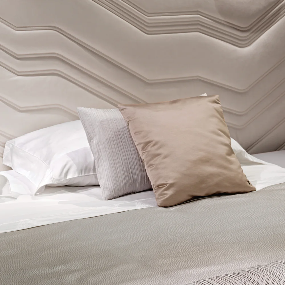 Italy Design Luxury Wide High Headboard Bed White Leather King Size