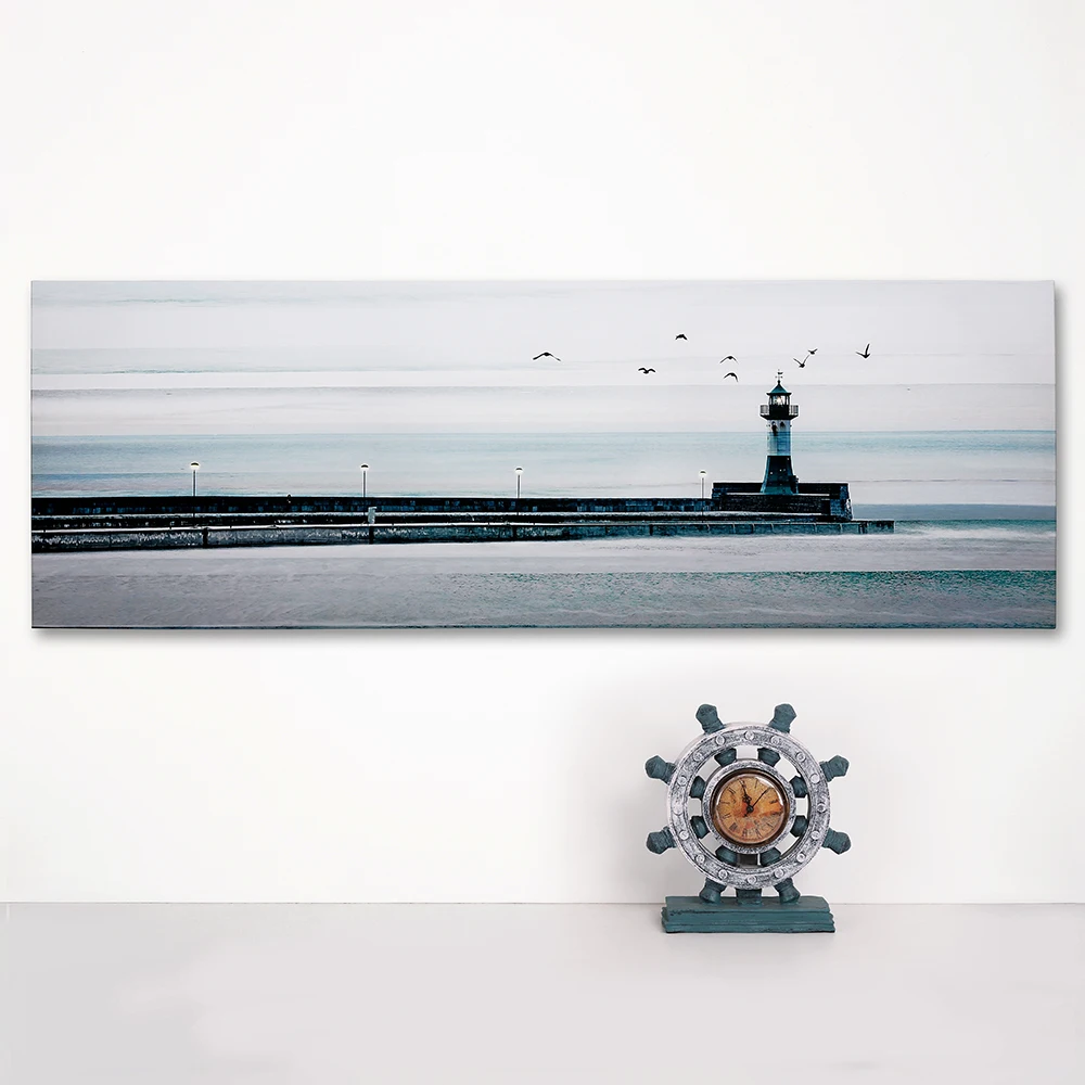 Wholesale seascape paintings lighthouse and sea gull photo picture for wall canvas art home decor prints