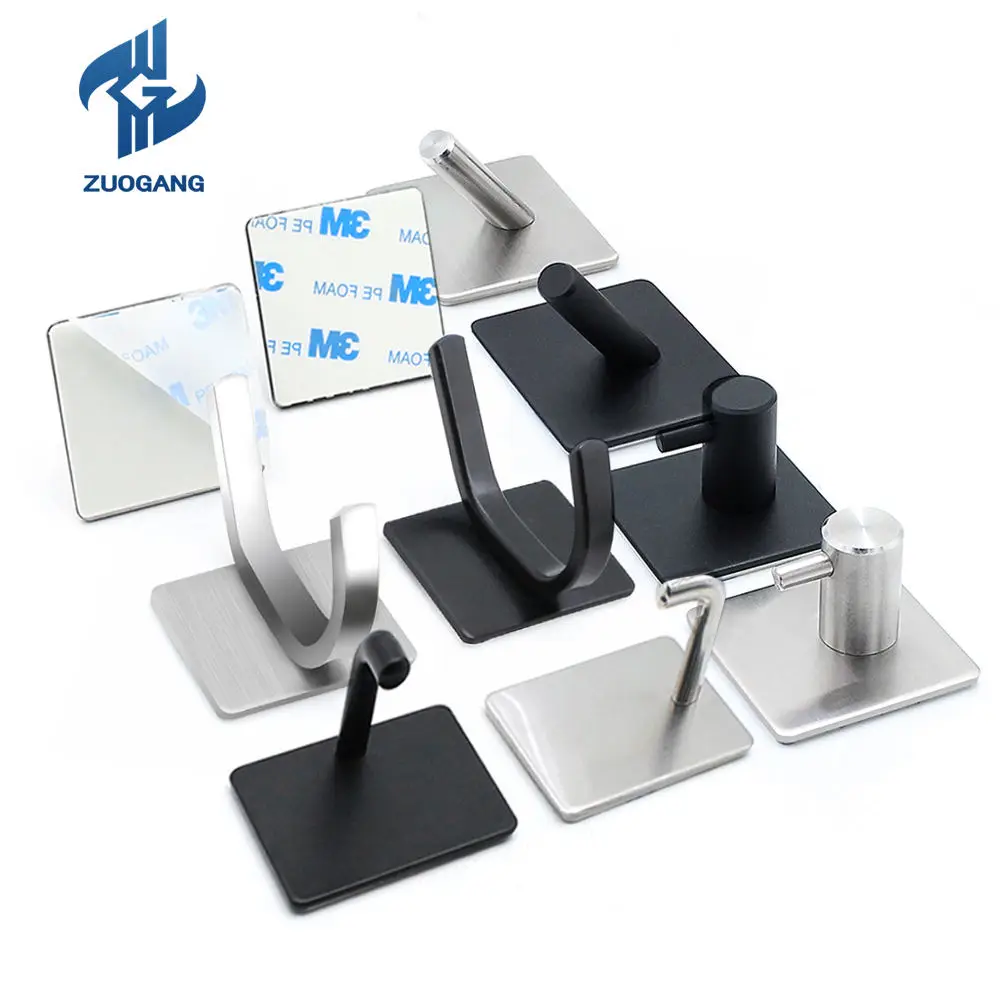 Zuogang Clothes Bathroom Hanger Towel Hook Wall Organisation Stainless Steel Iron Coat Robe Rails J Adhesive Hooks coat hook