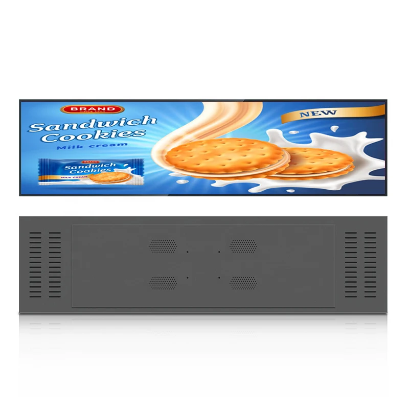 New Arrival Ultra Wide Stretched Bar LCD Advertising Display 640x480 Supermarket Shelf Digital Signage