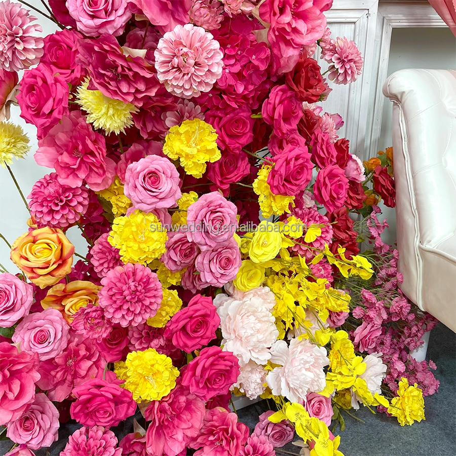 Sunwedding Artificial Pink Rose Flower Arch Wedding Arch Decorated Flower Arch For Wedding Decorations