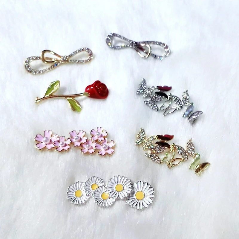 Metal Shoelace Buckle Pearl Bow Shoe Accessories Shiny Rhinestones Women Shoes Decorative Accessory Shoelaces Decoration