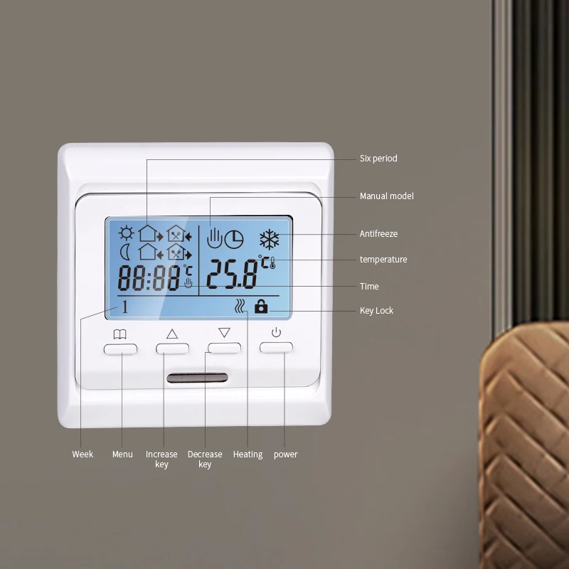 High quality Electric Programmable Thermostat Touch screen thermostat underfloor heating temperature control