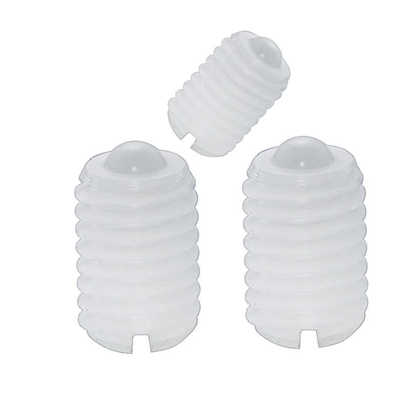 ZBCSBJJ POM Slotted Head Plastic Ball Rollers Plunger with Set Screw Bolt Without Spring M6-20