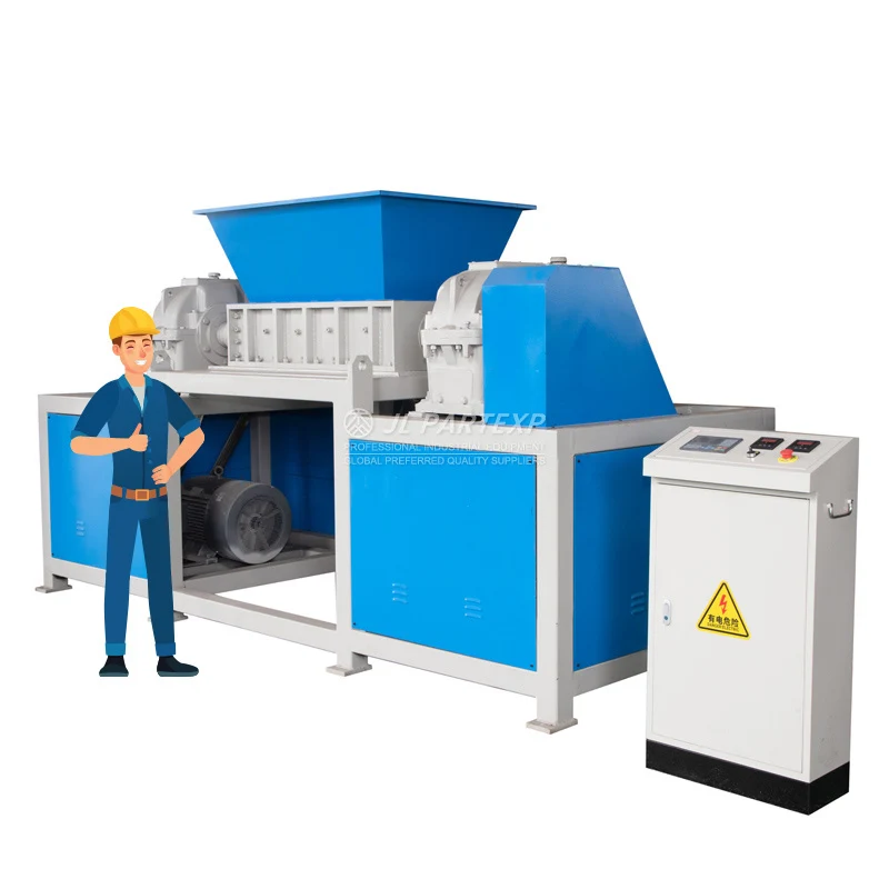 Double Shaft garden wood branch waste orchard tree log twig coconut shell wood panel pallet banana tree electric motor shredder