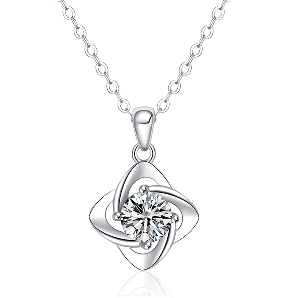 CANNER Wholesale Fashion 925 Silver Moissanite Necklaces Jewellery 1 Carat Round Pendant Chain