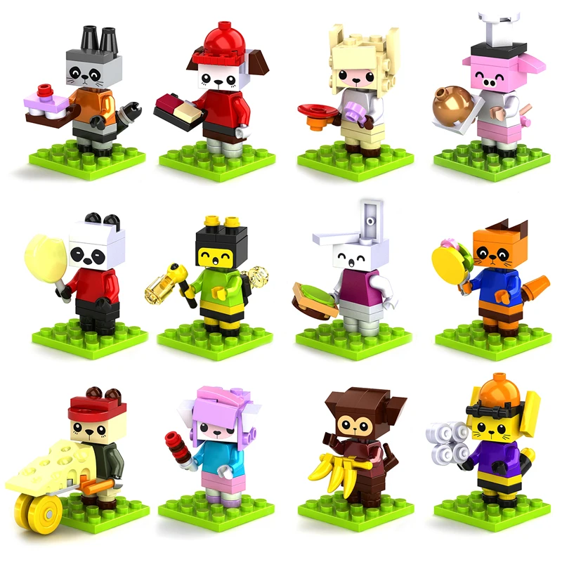 Cartoon Chinese animal Building Block Kids Educational Toys reasonable price house toys kids building block mini animal set