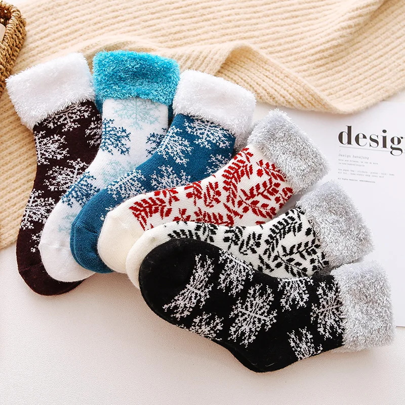Осенние и зимние лыжные носки Luokou, утепленные бархатные зимние теплые носки для пола, домашнее полотенце, рождественские носки