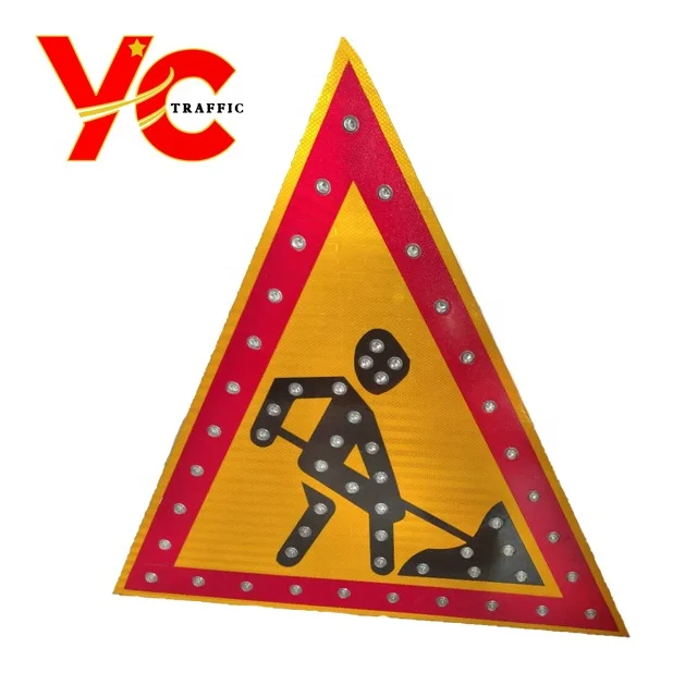 Высококачественный Лидер продаж предупреждающий треугольный СВЕТОДИОДНЫЙ дорожный знак на солнечной энергии