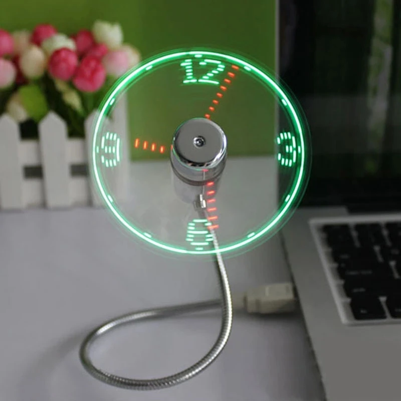 Hand Mini USB Fan Portable Gadgets Flexible Gooseneck LED Clock Cool For Laptop PC Notebook Real Time Display Durable Adjustable