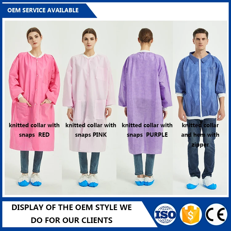 New Released Factory Supplier OEM Service Support Laboratory Work Clothes PP SMS Disposable ESD Lab Coat