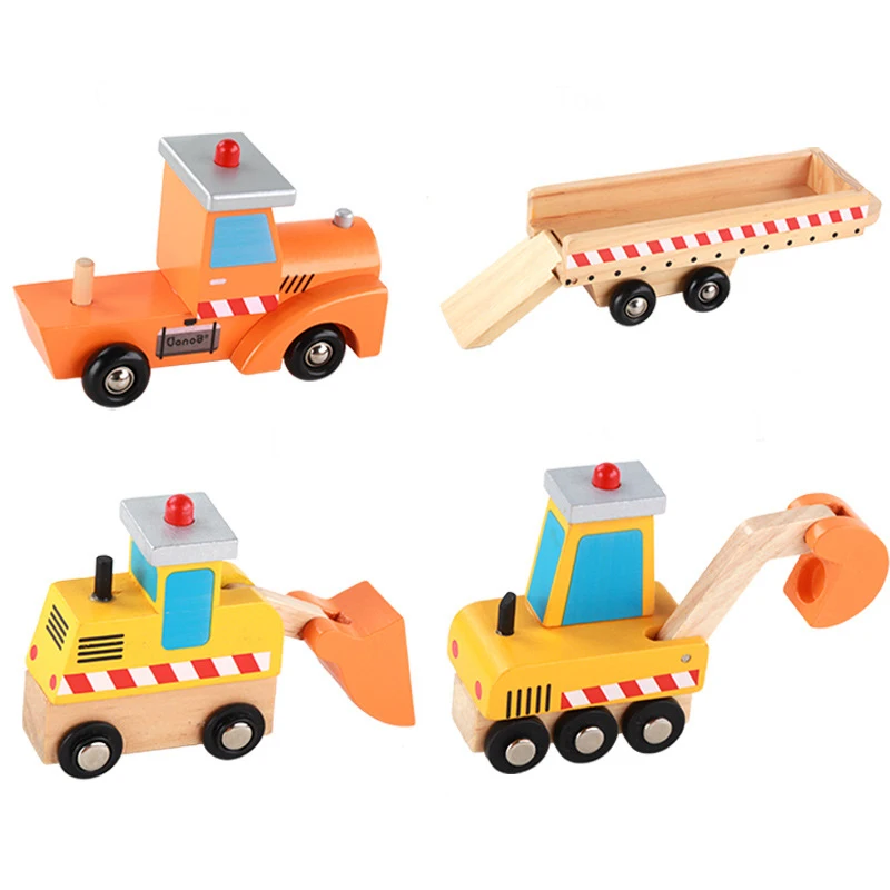 Educational Wooden Car Toys for 18 Months Boy Gifts Toddler Boys Truck Engineering Truck Toy