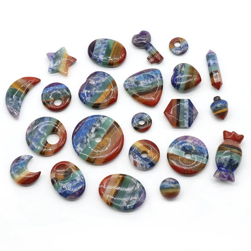 Various 7 Chakra Candy Mushroom Crafts Natural Healing Crystal Stone Ornament Gift Jewelry Cute Crafts For Home Decoration
