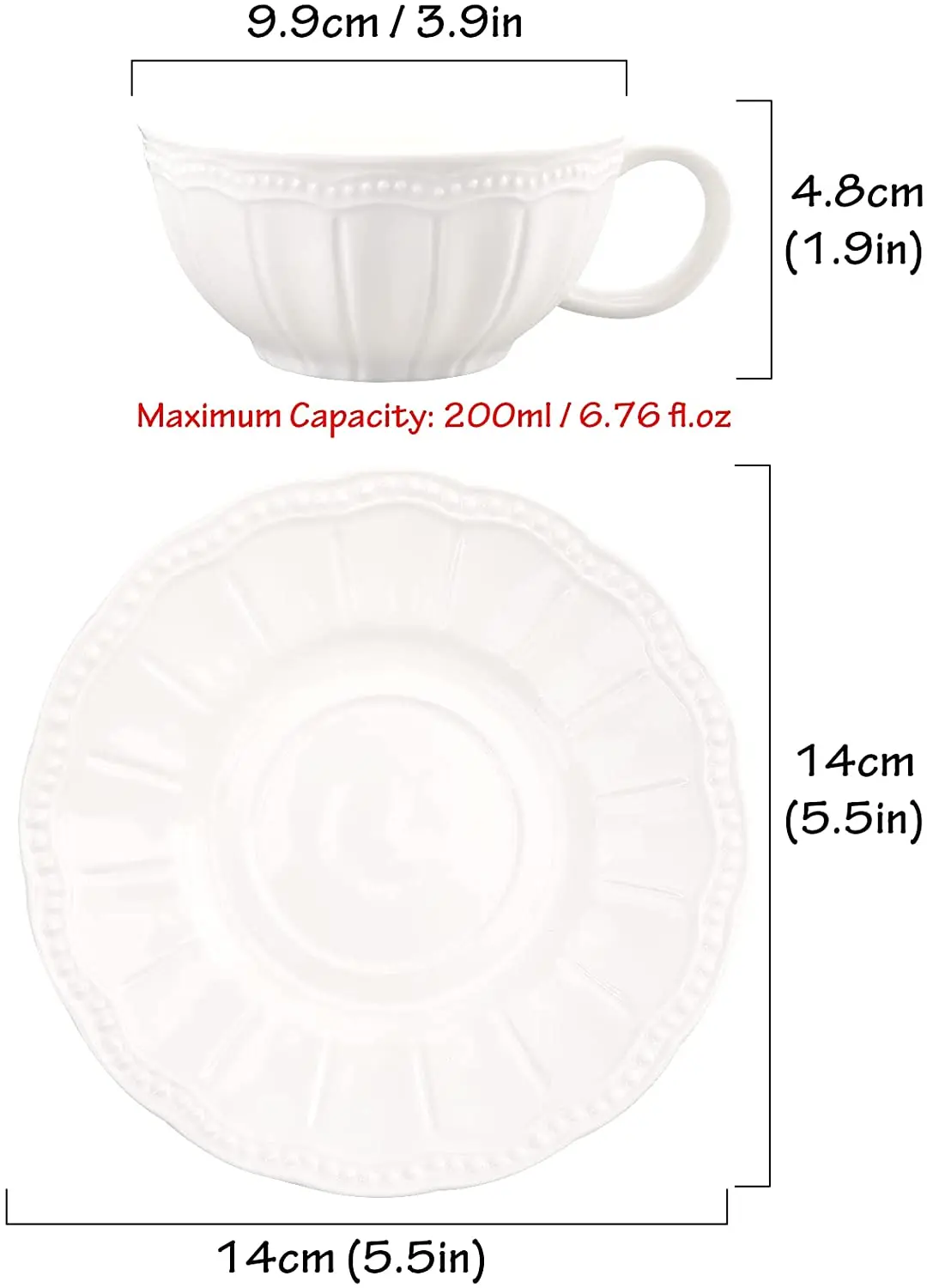 Tivray White/Light Blue Demitasse Cup Set 2 Pack Ceramic Coffee Mug Insulated for Kitchen