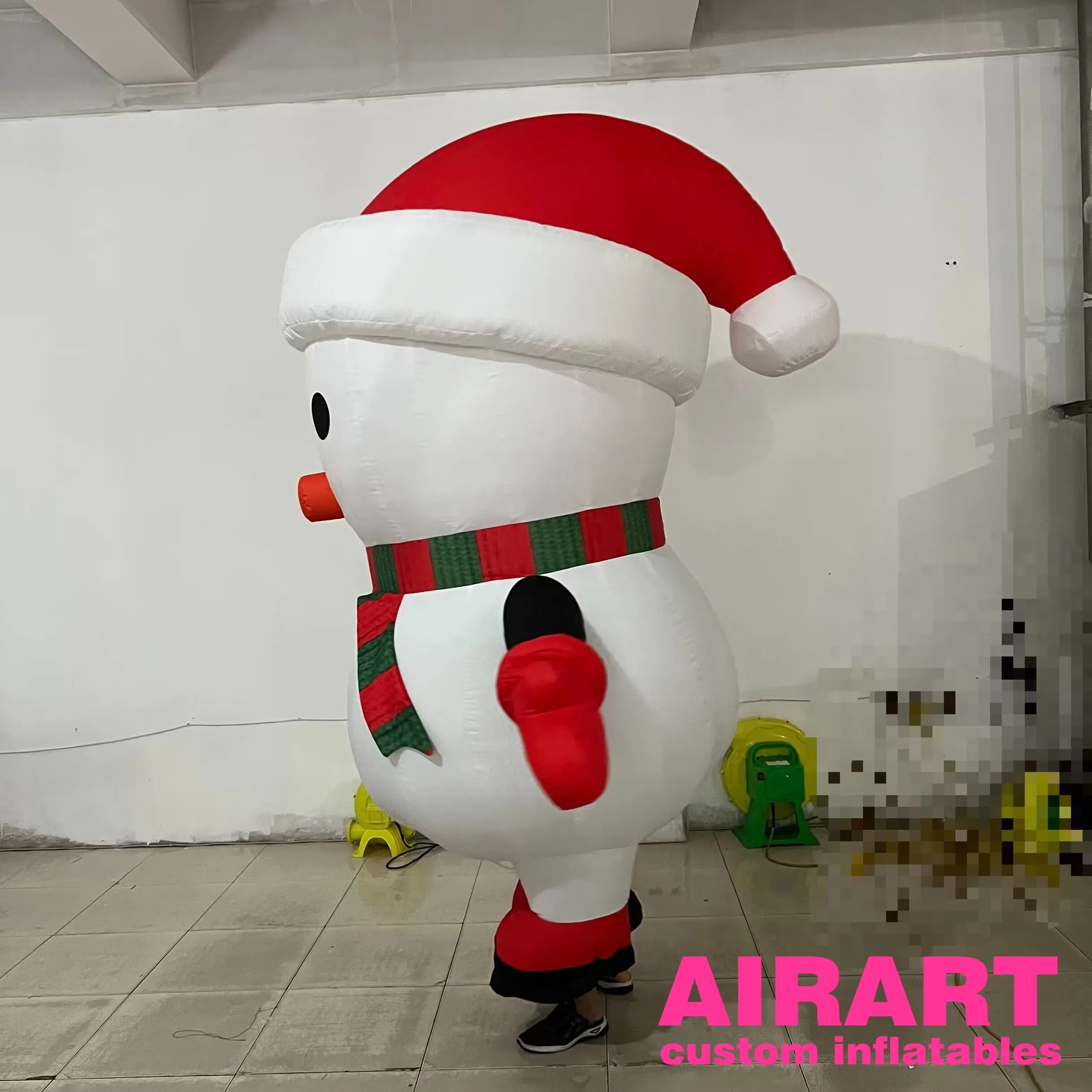 Christmas snowman inflatable street costume, adult inflatable cartoon snowman clothes for commercial performances, party cosplay