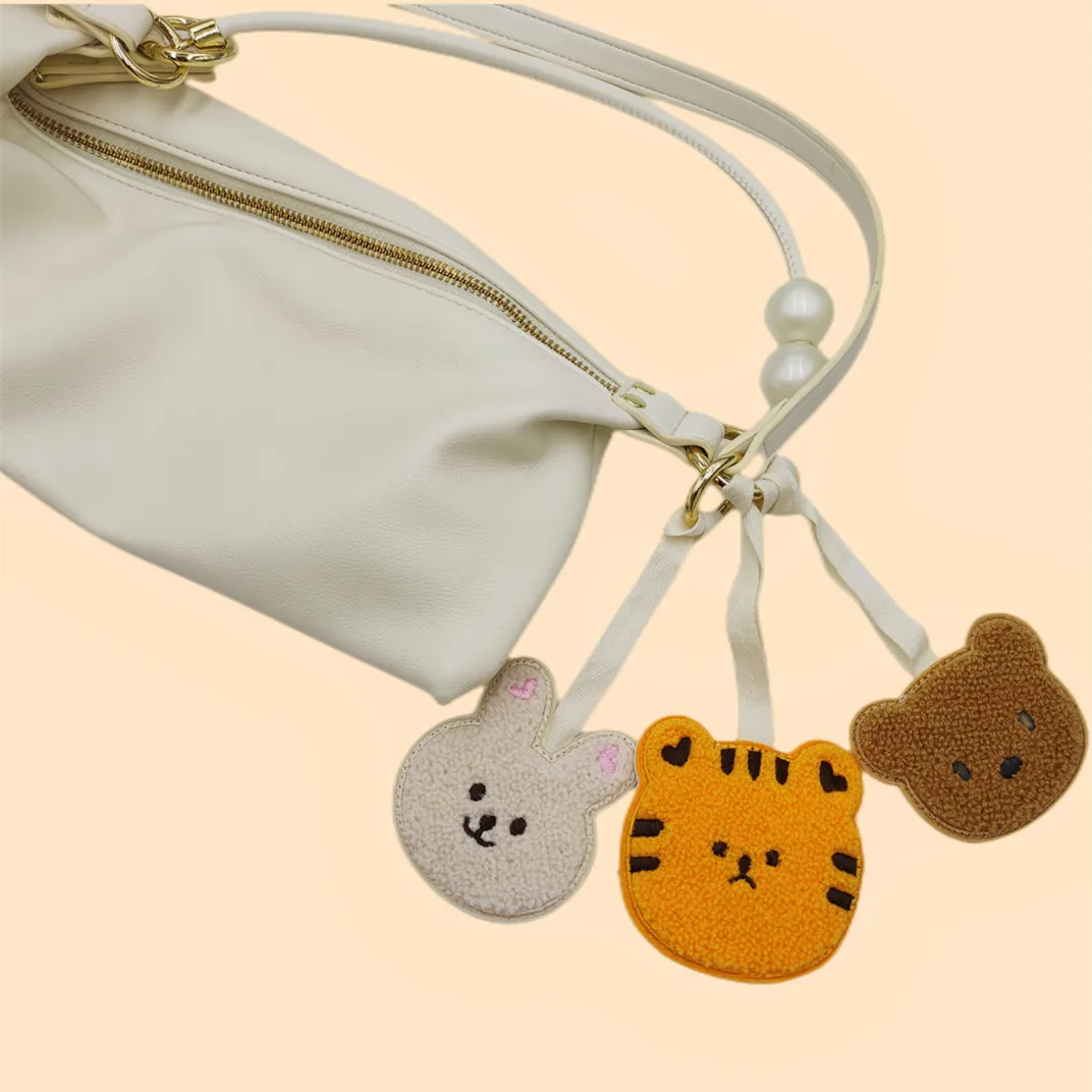 Wholesale animal cartoon Plush Name Tag Baby Backpack Decorations Pendant  Cute Cartoon Name Pendant
