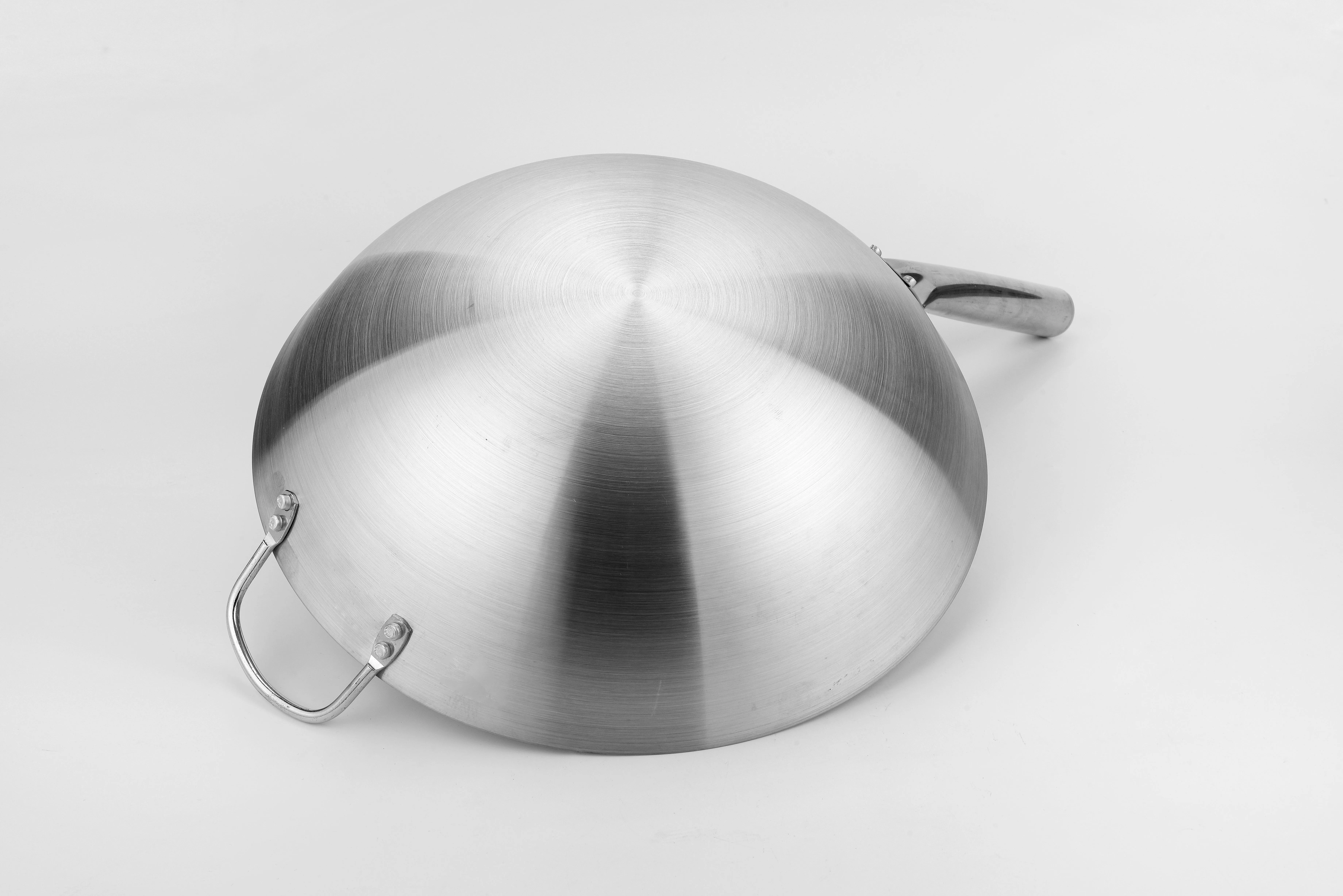 High-performance good quality round bottom carbon stainless steel wok ss fry pan
