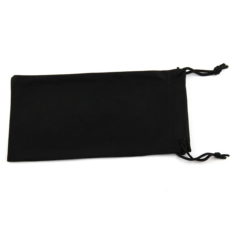 Promotional Hot Stamping Custom Logo Drawstring Glasses Bag Pouch Soft Black Microfiber Sunglasses Pouch