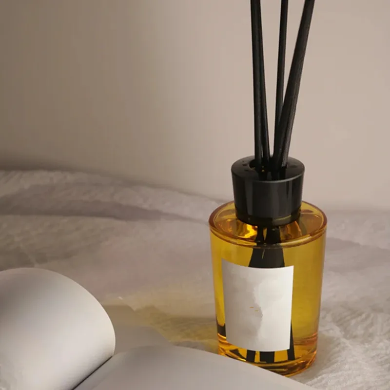 wholesale custom reed diffuser 180ml empty amber glass bottle diffuser bottle with black plastic lid and gift box