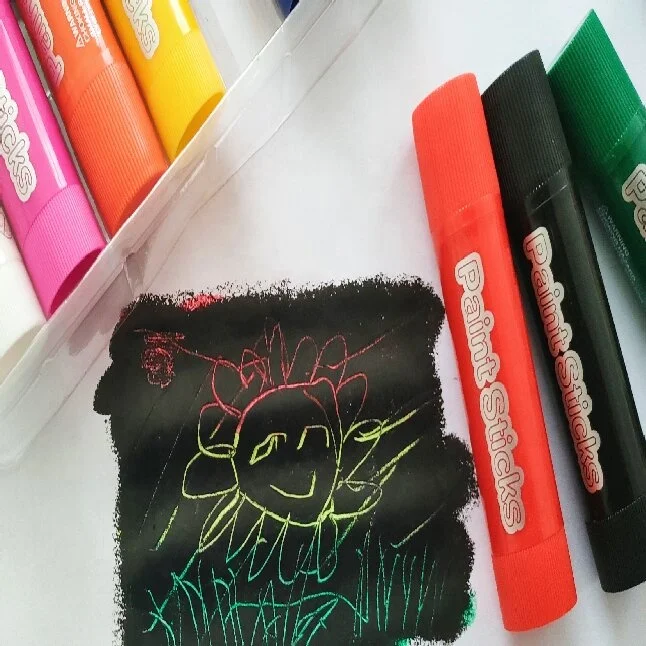 MeiduGaga 12 classic colors quick drying mess free solid paint sticks solid tempera paint sticks crayon set kit pastel