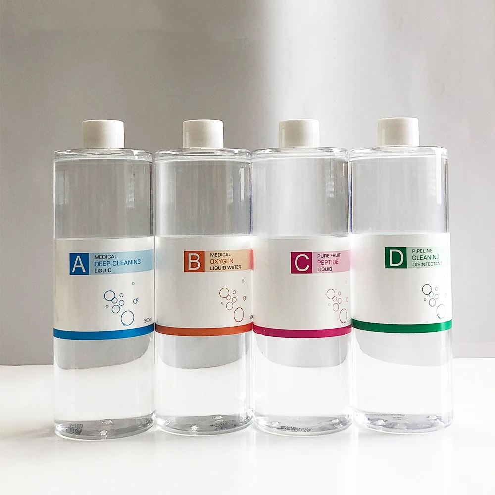 500ml Oxygent Jet AS1 SA2 AO3 Hyaluronic Acid Aqua Peeling Solution Skin Care Liquid Oxygen Therapy Facial Machine
