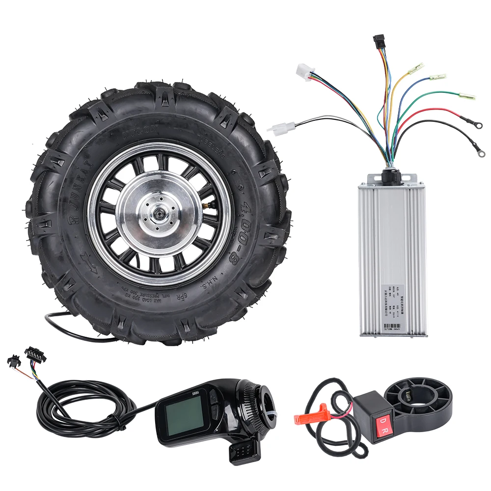 16 Inch 48V 500W Double Shaft Brushless Gear Hub Motor Conversion Kit with Soft Start Controller Display and Reverse