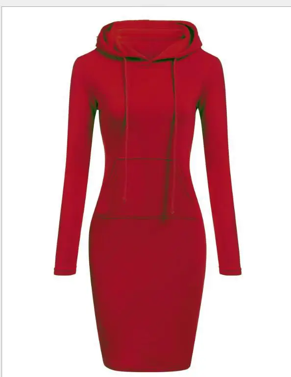 XWJ106 hot selling Solid Color Knitted Autumn Winter Women Hoodie Dress Women