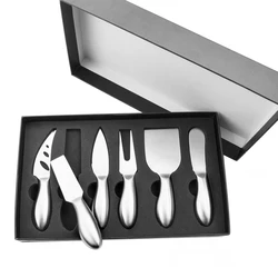 High Quality 6pcs Stainless Steel Cheese Knife Set Fork Spatula Baking Tools Cheese Knives with Collection Gift Box