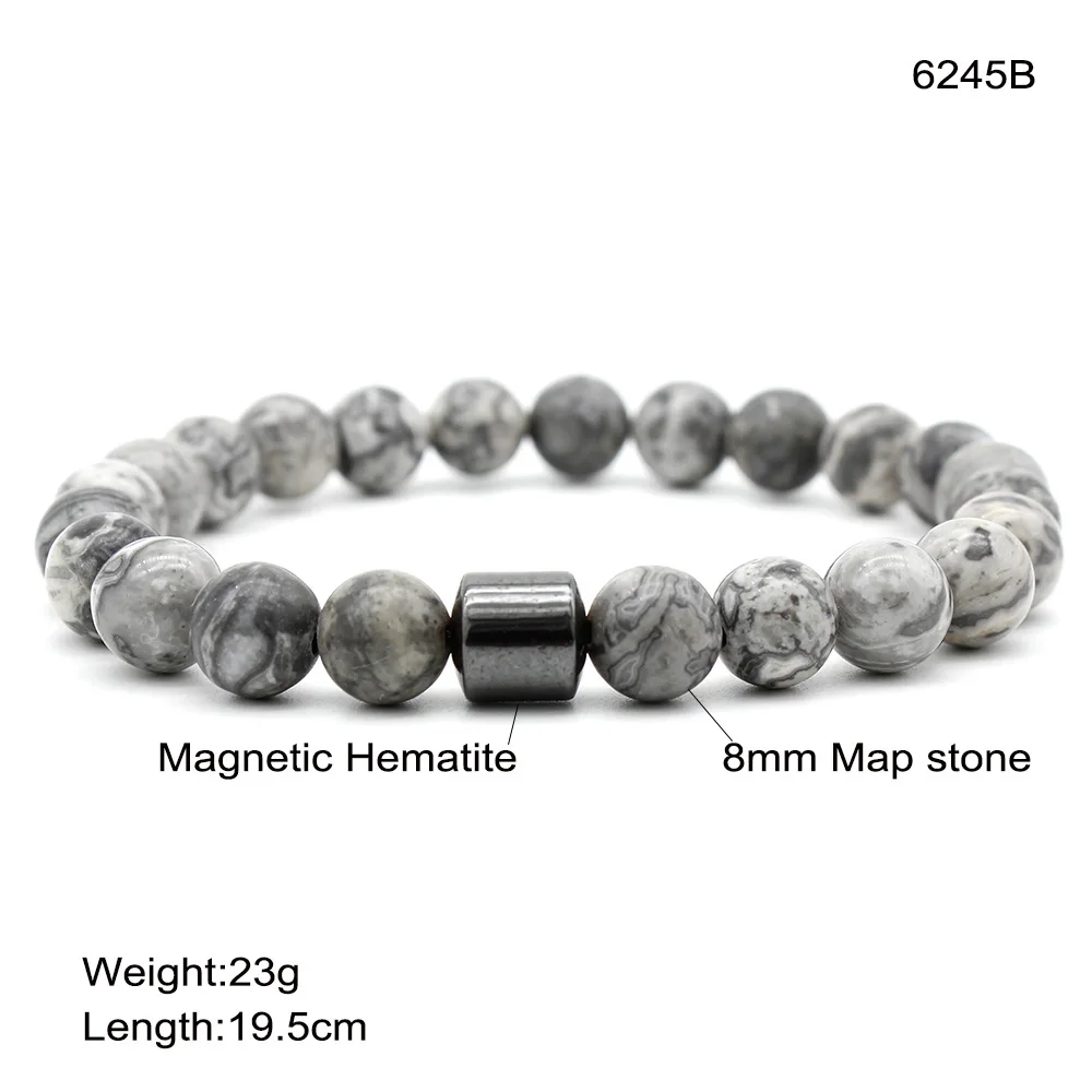 2024 Newest Men Bracelet Hot Selling Black Stone Tiger Eye beads Bracelet Men Volcanic Stone Magnetic Bracelet