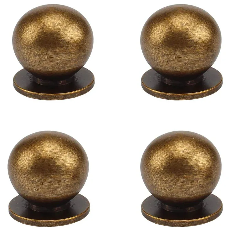 AIMINO OEM Round Solid Brass Pulls Antique Cabinet Drawer Small Handles Modern Minimalist Handles Knobs (Antique Bronze
