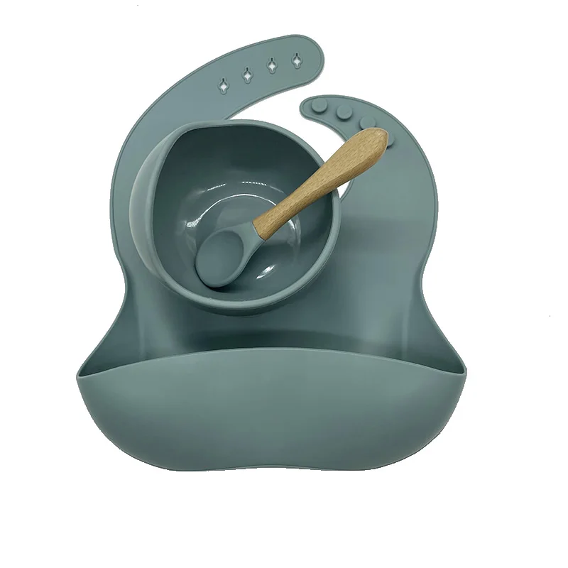 RAYBIN custom Children feeding tableware set silicone kids dining silicone baby feeding bib