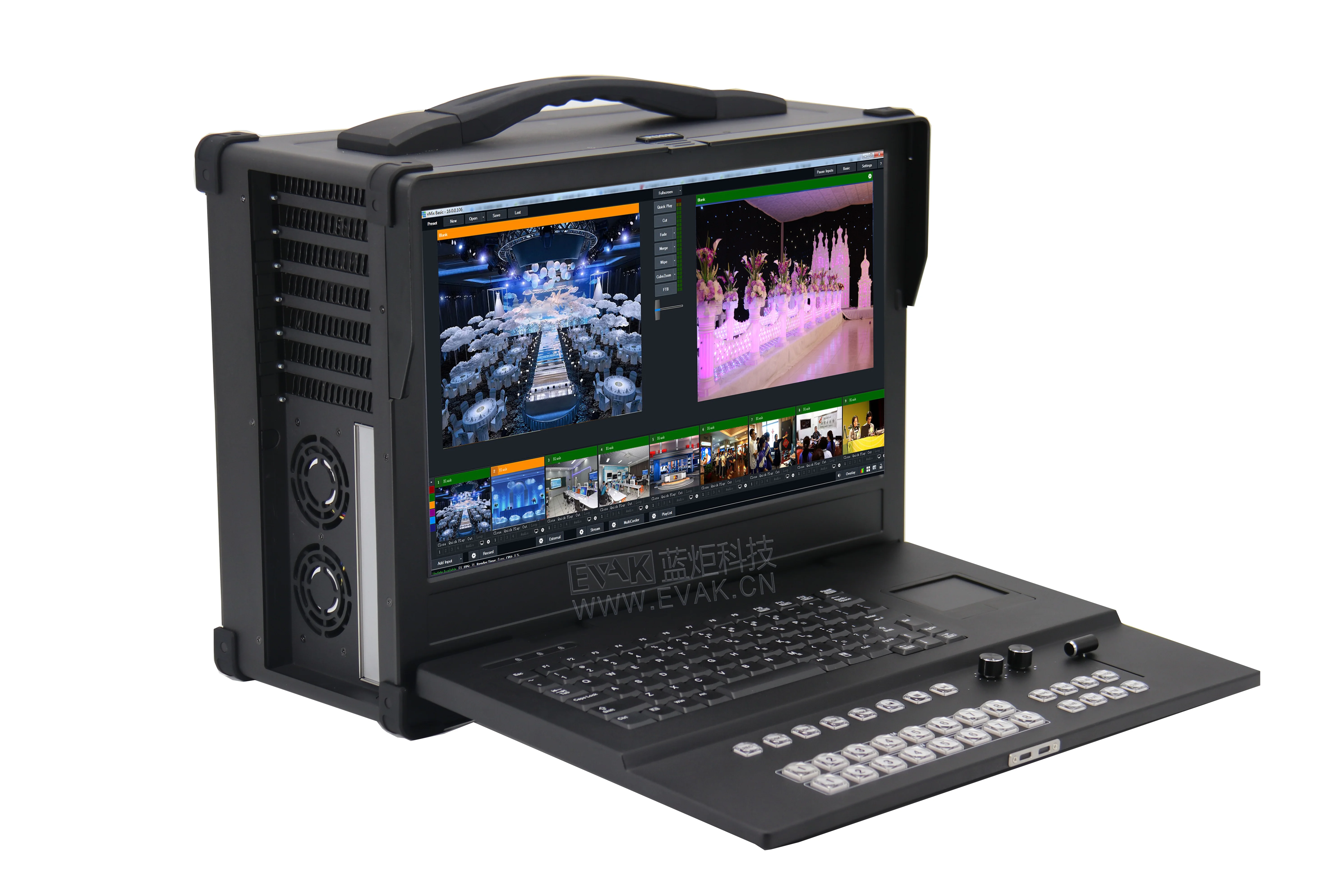 Rugged portable industrial computer with 7*pcs expansion slots for live broadcasting encoding streaming