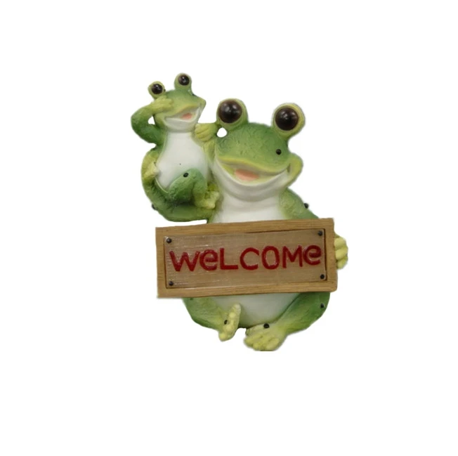 Solar Garden Lights Outdoor waterproof Led Polyresin Frog Figurines with Solar Light for Garden Decor Welcome Sign
