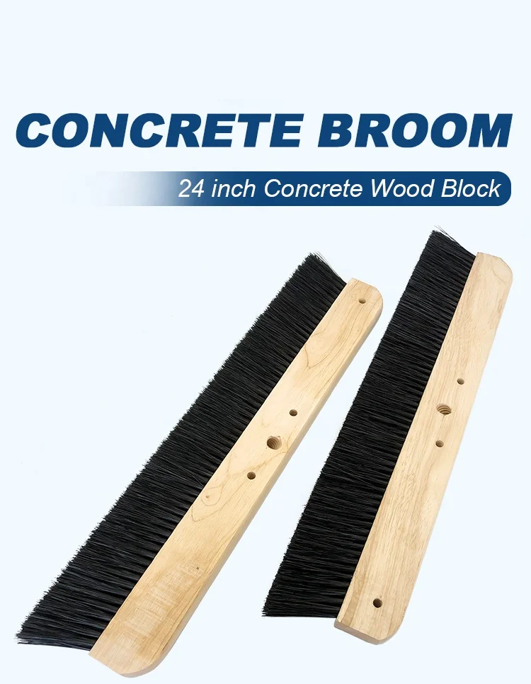 Factory Supply Professional 24' 36' Wood Block Polypropylene Green Nylon Bristles Horsehair Concrete Finish Broom with handle