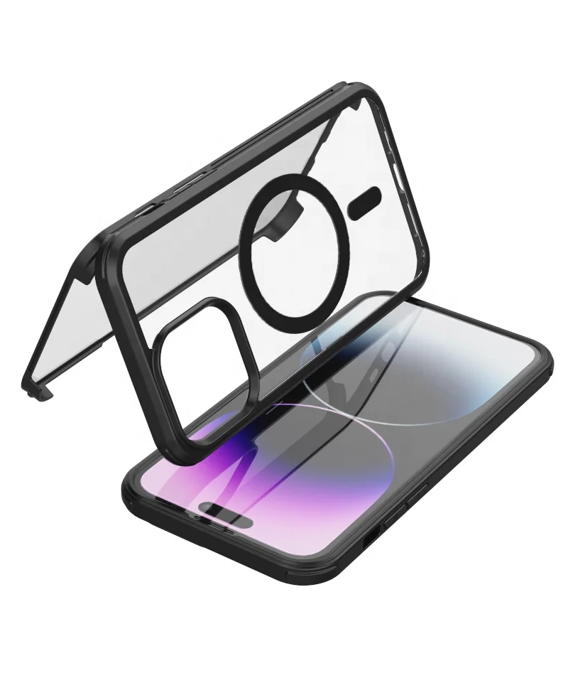 2023 SHENZHEN NEW SALE STYLE DOUBLE SIDE Tempered-Glass mobile phone cases tpu pc phone case for iPhone 14 pro phone case