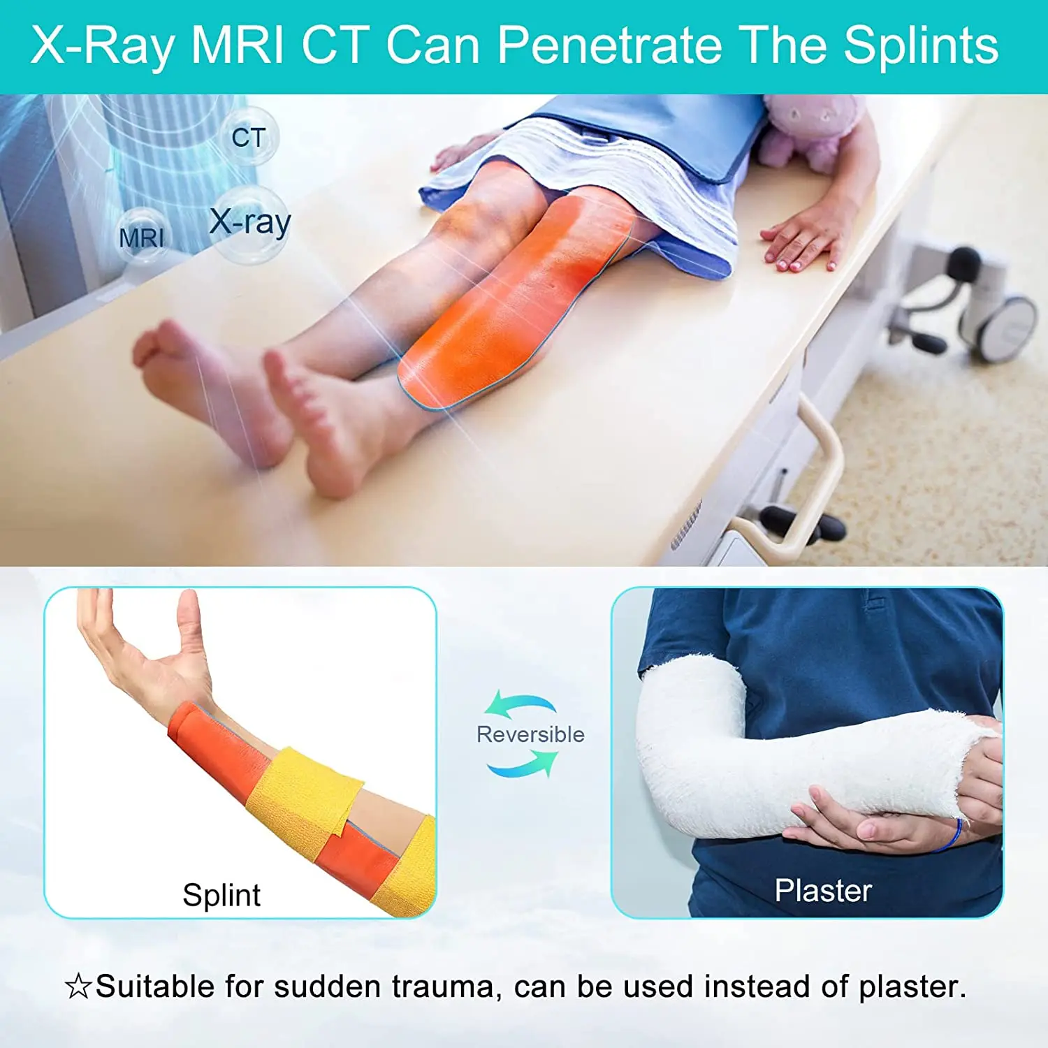 HKJD Lightweight Waterproof Moldable Splint Medical Roll Splint Emergency Aluminum Splint