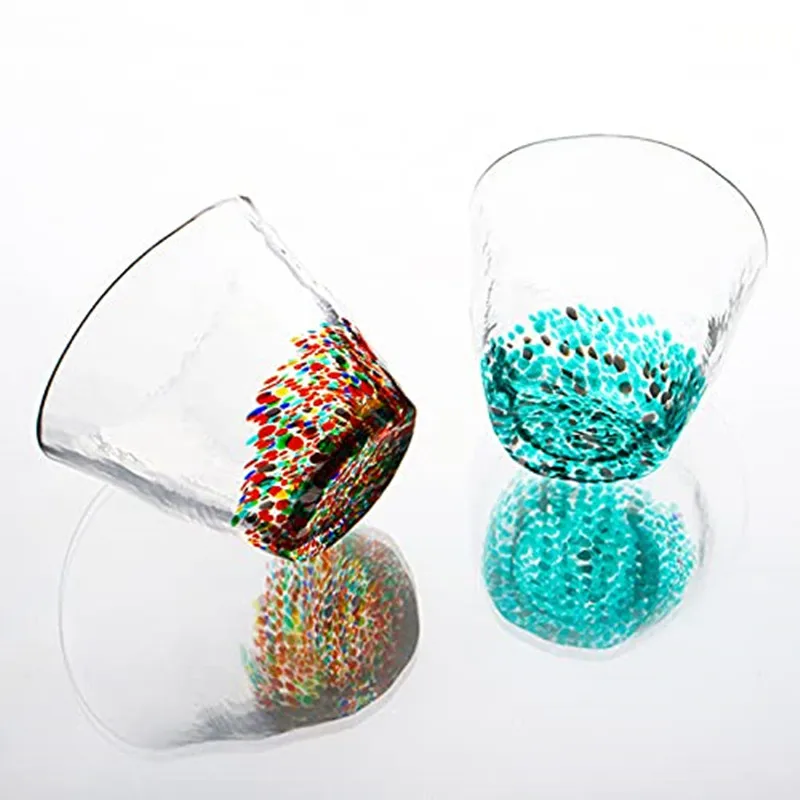 Reihey Glass Sake Cup Japanese Cuisine Glass Tableware Colored Glass Cold Drink Cup 1pc