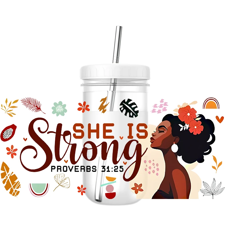 2024 New Arrival Trending Product Princess Design 16oz 16 Oz Glass Can Uvdtf Tumbler Mug Sticker Decal Uv Dtf Cup Wrap Transfers